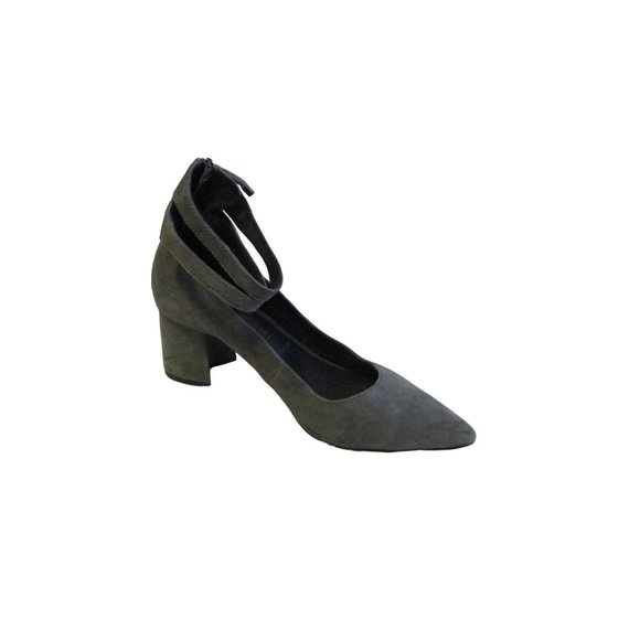*Bruno Premi Gray Suede Ankle Strap Pointed Toe Pumps - Picture 1 of 9